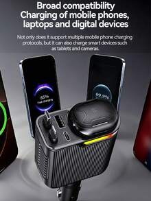 W&O Pengisi Daya Mobil Cepat dengan Diffuser Pewangi, 2 Kabel Pengisi Daya yang Dapat Ditarik, Port USB dan Type-C, Pengisi Daya Mobil Multifungsi 4-in-1 dengan Lampu Musik RGB, Kompatibel dengan iPhone 17/16/15/14/13, Ponsel dan Tablet Android, Termasuk Bantalan Pewangi Pengganti - A - View 9