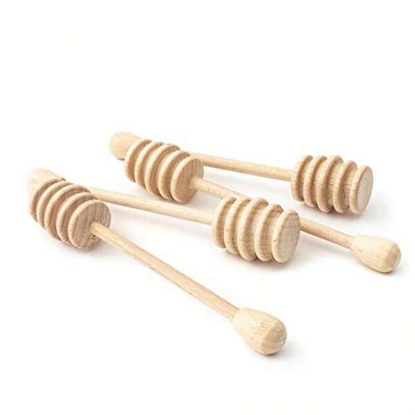 Kitchen Wooden Honey Dipper, Set Of 4 Beechwood Stir Sticks For Syrups, Melted Chocolate And More, Honey Stirrers For Tea, Wooden Sticks For Crafts And Props, 6 Inches