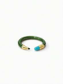 1pc Cute 3D Colorful Pencil Shape Open Adjustable Ring,Gold Tone Enamel Cartoon Writing Pencil Design Finger Ring,For Women Teen Girls Daily Gift - Multicolor - View 10