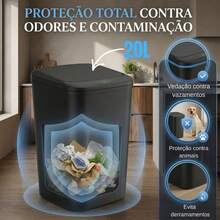 Lixeira com Sensor de Movimento 16L/20L  a Pilha Abertura Rápida e Silenciosa - Cinza - Visão 3