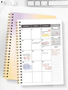 BUBU 1pc 2026-2028 Weekly & Monthly Spiral Planner Notebook, Academic Appointment Book Agenda Journal To Boost Productivity, Suitable For Home, School And Work Use, A5 Size, Back To School Supplies, Office Supplies, School Supplies, Teacher Gift, Men's Gift - Multicolor - View 4