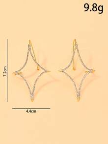 European And American New Style Four-Pointed Star Hanging Earrings, High-End Rhinestone Star Earrings Jewelry - Four-pointed Star - View 4