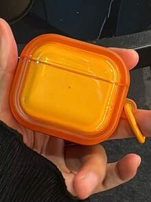 可愛簡約純色耳機保護套，適用於 1 2 3 4 5，軟殼保護殼，相容 Pro 2 Pro 3 - 橘色 - 查看 4