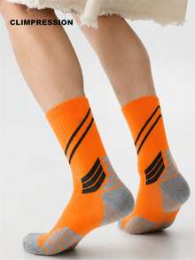 CLIMPRESSION Men's Athletic Crew Socks, Cushioned Sport Running Socks Breathable Non-Slip Training Hiking Socks - Orange - View 2