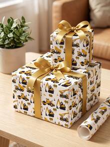 1 Roll Construction Vehicle Wrapping Paper, Perfect For Little Boys' Birthday Gifts, Construction Baby Showers, Boys' Christmas Presents And Kindergarten Party Decor,DIY Craft,Festive Favour Wrapping Dimensions: 43 Cm X 300 Cm. - A - View 7