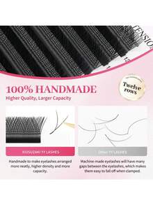 XIUSUZAKI 12 Rows Independent False Eyelashes, Ultra-Thin YY-Shaped Lightweight DIY Pre-Made Fan Eyelash Extensions, 8-15mm C/D Curl, Black Eyelash Clusters, Makeup Tool, Suitable For Daily, Party, Holiday - View 5
