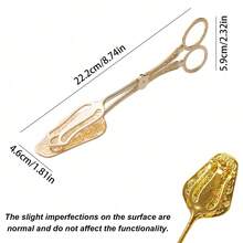 1pc Vintage Middle Eastern Embossed Buffet Tong, Exquisite Carved Design, Suitable For Grabbing Bread, Cake, Steak And Other Delicate Food, Practical And Decorative - Multicolor - View 3