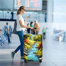 1PC Scenic Forest And Stream Print Luggage Cover. Fits Suitcases From 18 To 32 Inches; Effectively Protects Your Luggage - View 2