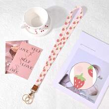 Key Lanyard, Long Neck With Metal Hook, Can Be Used To Hang ID Cards, Cute Lanyard Keychain - Strawberry - View 5