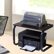 2-TierPrinter Stand With Two Hooks, Microwave Oven Rack,Expandable Stand, Office Fax Machine Desktop Organizer, Monitor Stand, Desktop Storage Rack For Home Office, Copier - A - View 7