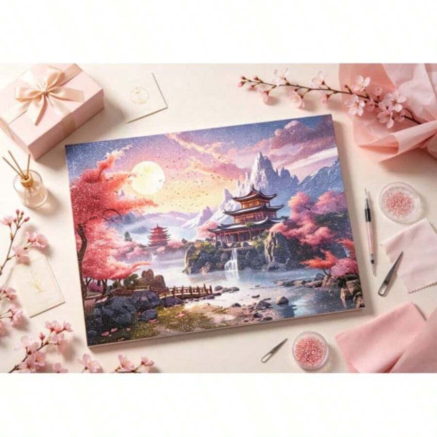 1套無框DIY鑽石畫，適合居家裝飾，山脈風景，送給朋友與家人的完美禮物 - 查看 1