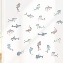 1set Shark Wall Sticker, Marine Life Self-Adhesive Paper, Suitable For Home Decoration, Room Decoration, Wall Decoration, PVC Waterproof Material, Removable - Self-adhesive - View 2