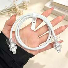1 Set Dreamy Kitten Design Charger And Cable Protector Set, Durable Apple 18-20W Charging Cable Protective Shell, Anti-Breakage Cable Organizer - Multicolor - View 6