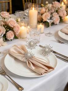 1-12pcs High-End Alloy Rhinestone Firework Napkin Rings, Suitable For Room Decoration, Table Decor, Home Decor, Party, Birthday, Wedding And Dinner - Multicolor - View 8