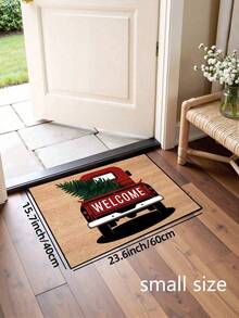 1pc Funny Christmas Truck Christmas Tree Welcome Print Doormat, Yard Atmosphere Decor, Winter Yard Welcome Mat, Outdoor Garden Decoration, Home Decor - Mustard Yellow - View 13