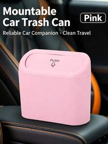 1pc Mini Portable Car Hanging Trash Can With Lid, Large Capacity Waterproof & Odor-Proof Design, Suitable For Cars And SUVs - A - View 10