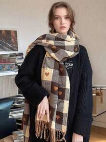 Women's Fashion Scarf With Disney Mickey And Heart Pattern, Christmas Scarf Made Of Polyester Material, Simple And Fashionable Winter Warm And Windproof, Dry Clean, Suitable For Evening Date, Birthday Party Gift, Daily, Gathering, Date Dual Use, Perfect Gift, Women's Accessory - One Size Fits All - View 9