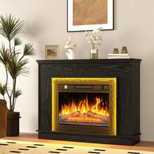 BALCONERA 39 Inch Freestanding Electric Fireplace With Realistic LED Flame Effect, Plug & Play No Installation Needed, Portable Fire For Living Room/Bedroom - UK Plug(220-240V) - View 1
