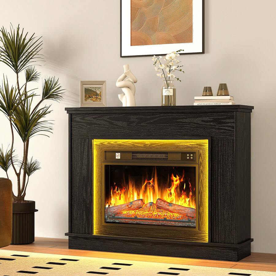 BALCONERA 39 Inch Freestanding Electric Fireplace With Realistic LED Flame Effect, Plug & Play No Installation Needed, Portable Fire For Living Room/Bedroom - UK Plug(220-240V) - View 1