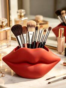 3D Printed Lip-Shaped Makeup Brush Holder, Sexy Lip Sculpture Decorative Storage Box, Romantic Valentine's Day Gift, Vanity Art Decor - Multicolor - View 1
