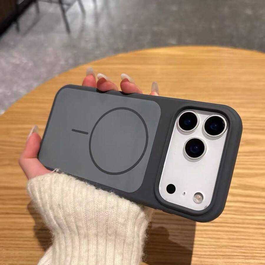 Original Liquid Silicone Magnetic Phone Case Compatible With IPhone 18 Pro Max 17 16 15 14 13 Wireless Charging Protective Cover - Grey - View 1
