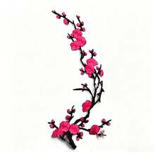 1pc Elegant Oriental Plum Blossom Embroidered Patch, Heat-Activated Iron-On Floral Applique, Suitable For Cheongsam, Hanfu - Multicolor - View 16