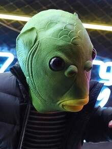 1件幽默創意現代魚頭面具，成人派對裝扮面具，中性款，適用於復活節、萬聖節、嘉年華、化裝舞會、派對及節日惡作劇道具 - 多色 - 查看 7