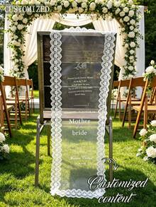 Faja de silla conmemorativa personalizada para boda, pancarta de silla con ribete de encaje, letrero de silla reservada para seres queridos perdidos, decoración de ceremonia de boda - Multicolor - Ver 1