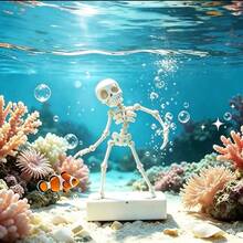 1pc Funny Aquarium Decoration - Dancing Joint Skeleton Figurine (Air Pump Required), Halloween Themed Aquarium Decor, Eye-Catching Aquarium Short Video Decoration (No Electricity Required) - A - View 4