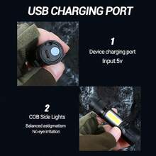 1PC Rechargeable 3 Brightness Modes Zoomable LED Flashlight With USB Charging Cable & Protective Storage Box - Portable Torch For Camping Patio Emergency Power Outage - Flashlight - View 9