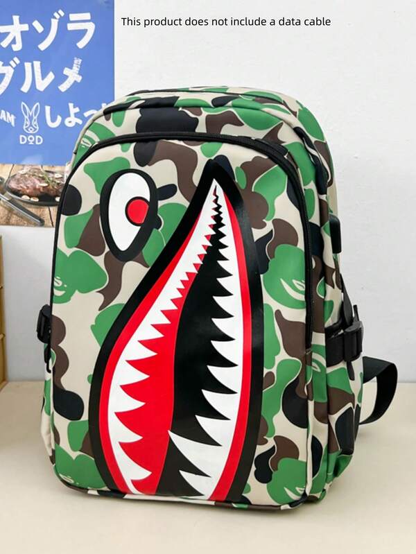 Colorblock Camouflage Casual Backpack, Large Capacity, Lightweight, Daily Commute, Unisex
