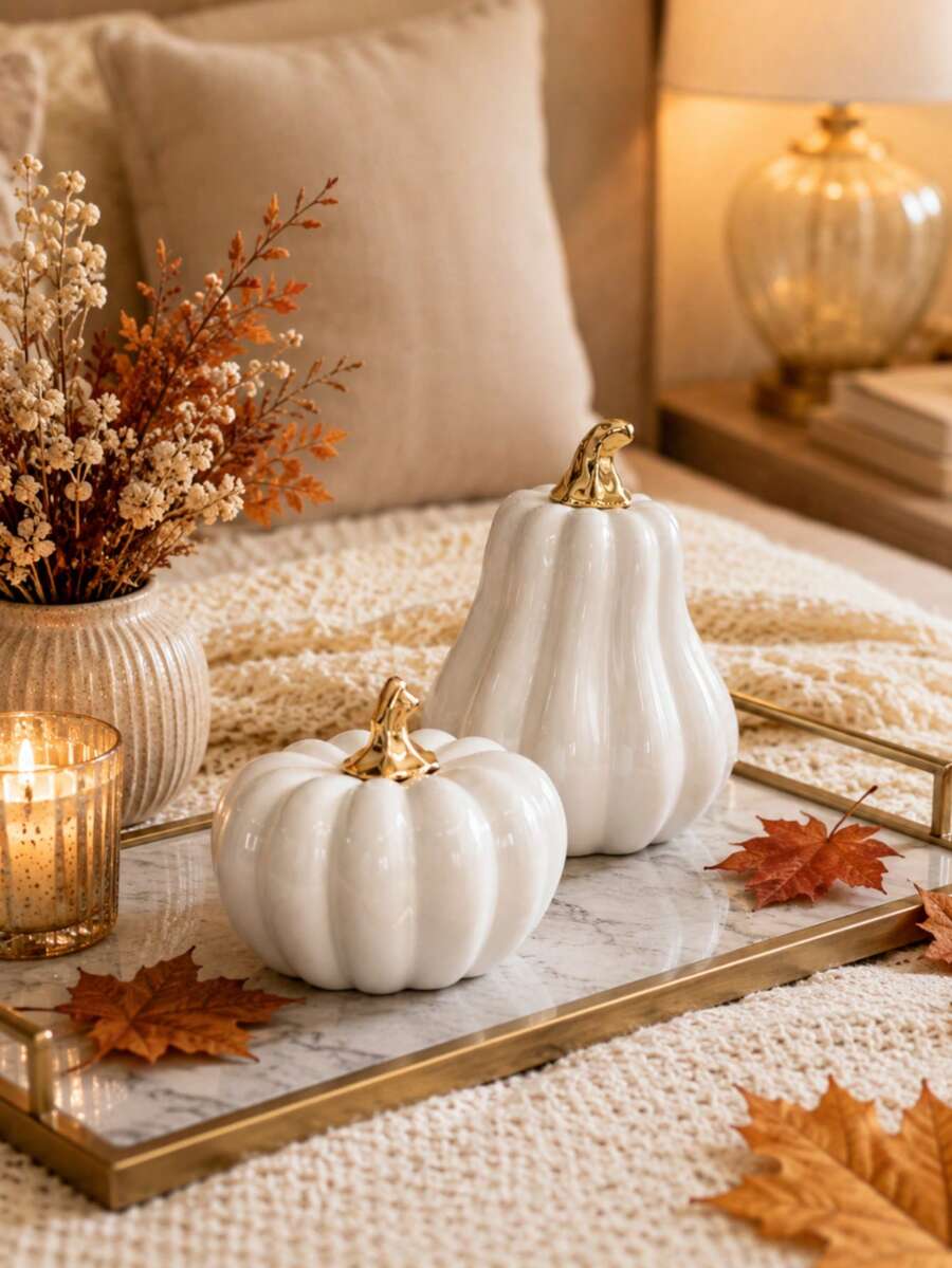Decorações Encantadoras de Abóbora de Resina - Perfeitas para Halloween, Ação de Graças e Decoração de Outono | Acessórios Versáteis de Mesa para Salas de Estar e Quartos - Multicolorido - Visão 1