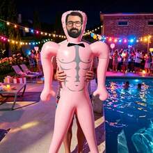 1pc Personalized Large Inflatable Blow Mold Prop, Customizable Photo, Fun Pool Party Bachelor Party Gift, Wedding Favor, Suitable For Special Occasions - Multicolor - View 5