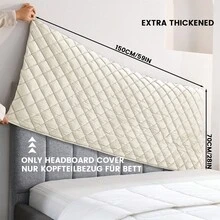 1pc Solid Color Bed Headboard Cover, High Elasticity Dust-Proof Protection Bed Headboard Cover, Skin-Friendly Soft, Suitable For Single And Double Beds, Thickened Linen Bed Headboard Cover - Beige - View 10