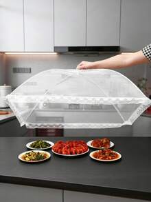 1pc White Foldable Food Cover - Fly & Insect Proof Mesh Cover, Kitchen & Outdoor Sunshade Essential, Pop-Up Mesh Design, Suitable For Parties, Picnics And BBQ; Reusable And Easy To Fold, Helps You Say Goodbye To Kitchen Fruit Flies And Flying Insects - Multicolor - View 2