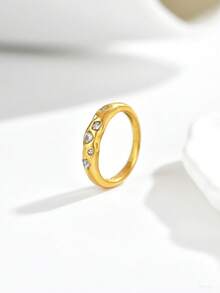 1pc Niche Premium Versatile Square Long Rhinestone Ring, Heart-Shaped Mother Of Pearl Ring, Marquise Zirconia Ring, Thin Pave Ring And More Styles Adjustable Index Finger Ring, Commute Date Elegant Layering Accessory, Exquisite Jewelry Gift For Best Friend And Girlfriend - Yellow Gold - View 49