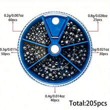 205pcs Premium Fishing Sinkers With Convenient Storage Box - 5 Round Sizes, Suitable For Precise Casting And Deep Water Fishing - Silver - View 7