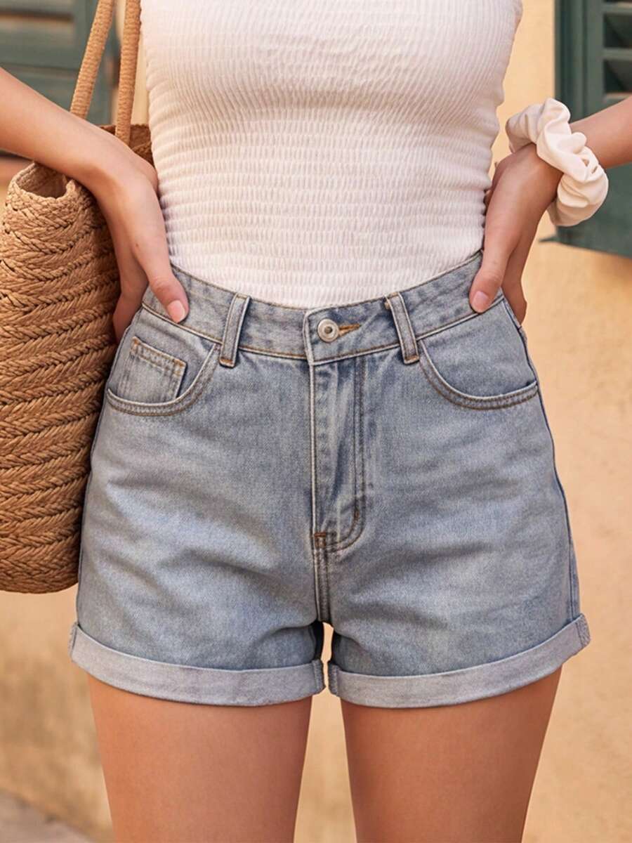 Women Denim Shorts - Blue - View 1