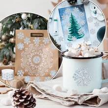 雪花貼紙捲 聖誕貼紙 3款設計 適用於聖誕禮物標籤、信封裝飾、日記本裝飾、節日圖案，高光澤效果，手工雷射銀色封印防水自黏貼紙，高品質印刷 - 均碼 - 查看 7