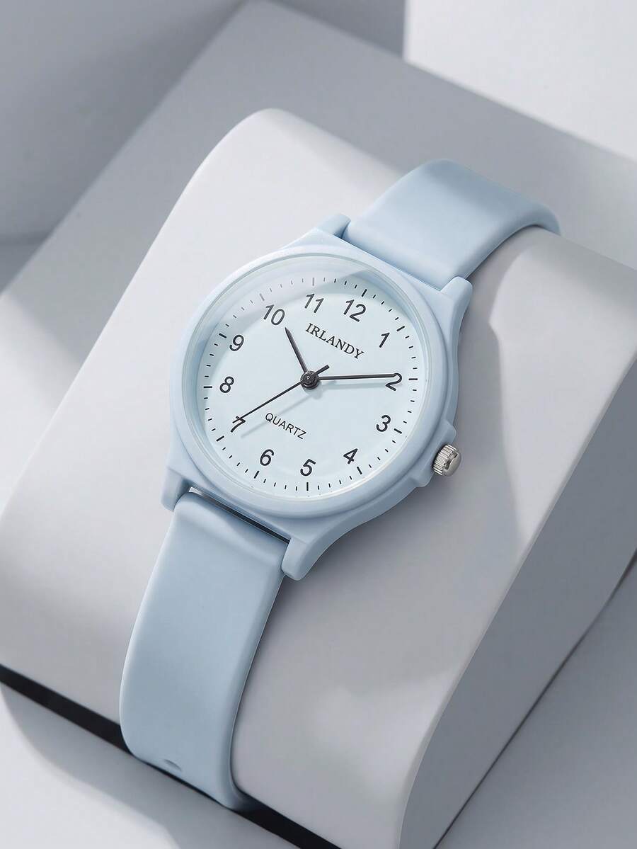 1pc/Set Solid Black Silicone Round Watch, Minimalist Digital Scale ...