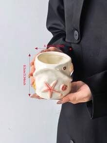 1 قطعة حامل تخزين سيراميك بتصميم 3D على شكل صدفة وقوقعة، منظم فرش مكياج بسعة كبيرة بموضوع المحيط الشافي، حامل أقلام للمكتب، تخزين ديكوري متعدد الوظائف، سهل التنظيف - مشاهدة 11
