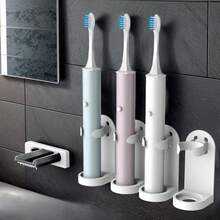 4 Packs Wall Mounted Toothbrush Holder, Adhesive Toothbrush Organizer For Bathroom, Space-Saving Adjustable Toothbrush & Toothpaste Storage Rack - White - View 2