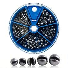 205pcs Premium Fishing Sinkers With Convenient Storage Box - 5 Round Sizes, Suitable For Precise Casting And Deep Water Fishing - Silver - View 5