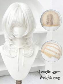 18 Inch White Fluffy Bangs Wig, Natural Layered Voluminous Synthetic Hair Wig, COSPLAY Women Daily Anime Character Role Play Party - Multicolor - View 7