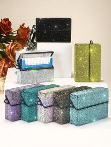BLBLBL 1PC Multicolor Luxury Shiny Electronic Cigarette Pod Case Portable Keychain Holder FOR TEREA, Suitable For Beauty Enthusiasts Daily Use, Decorated With 9000 Rhinestones 720° Wrapped, More Sparkling Under Light Source - Multicolor - View 11