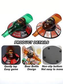 1pc Beer Bottle Rotating Drinking Game - Adult Party Rotating Toy, Bar Drinking Challenge Game Set, Party Fun Drinking Toy, Party Supplies - View 1