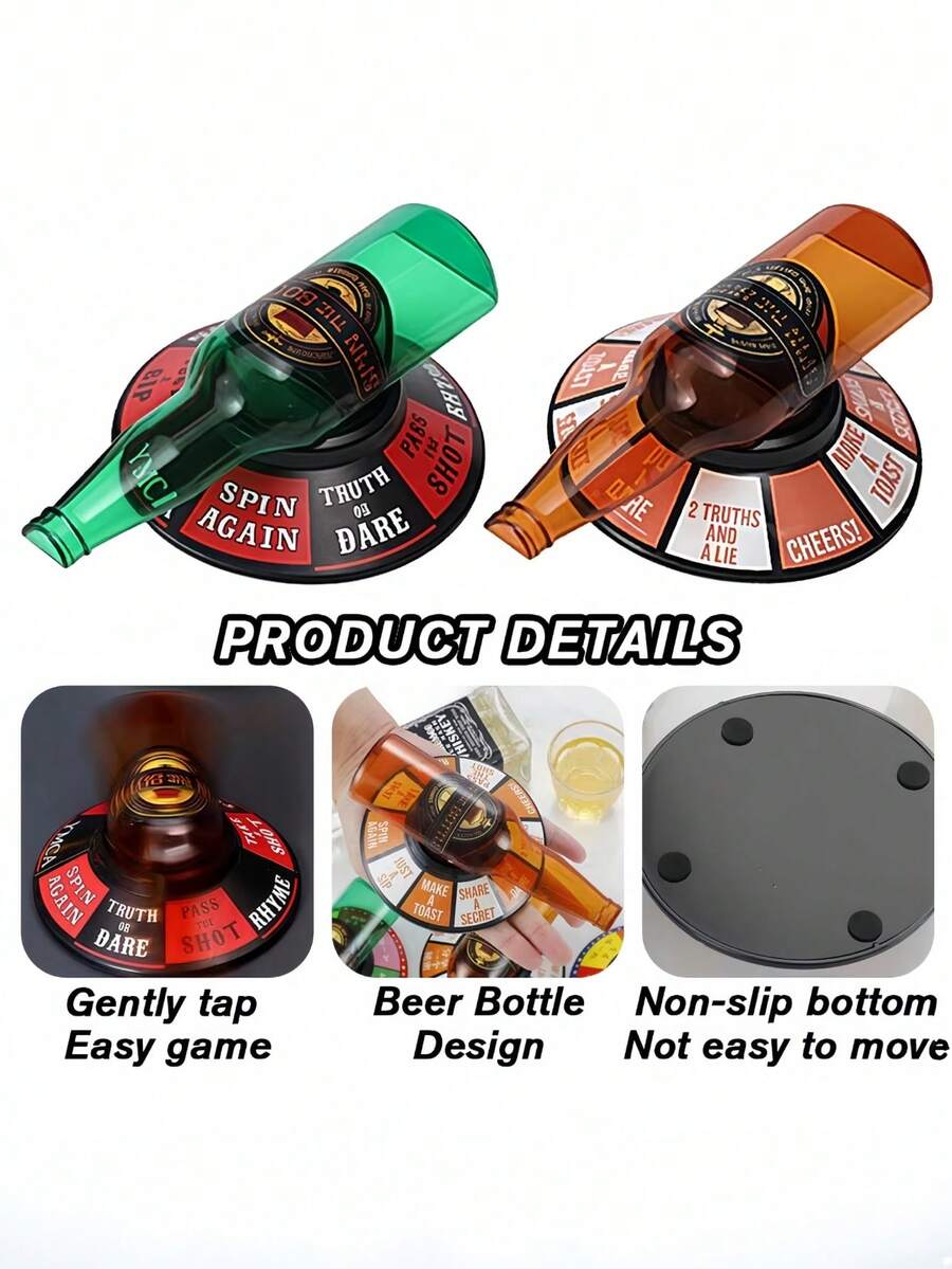 1pc Beer Bottle Rotating Drinking Game - Adult Party Rotating Toy, Bar Drinking Challenge Game Set, Party Fun Drinking Toy, Party Supplies - View 1