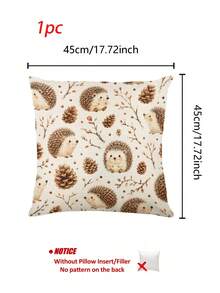 Cute Cartoon Hedgehog Pine Cone Dry Branch Print Table Runner, Throw Pillow, Placemat, Autumn Harvest Theme Table Decor, Thanksgiving Autumn Home Dining Table Fabric, Family Gathering Kitchen Restaurant Tabletop Decoration - Multicolor - View 15