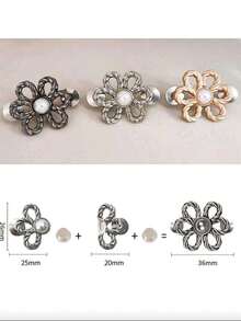 5/3 Pcs Adjustable Elastic Waist Flower Buckle Clip, No-Sew Detachable Waist Cinch Buckle, Fashion Pants Waist Buckle Clip - Multicolor - View 11