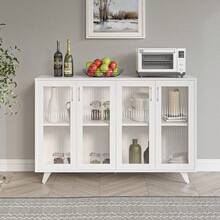 Kitchen Buffet Server Table Accent Sideboard Cupboard Server Buffet Console Table With Doors Cabinet 49inch, Black White - SDBD02BKBG020002 - View 6